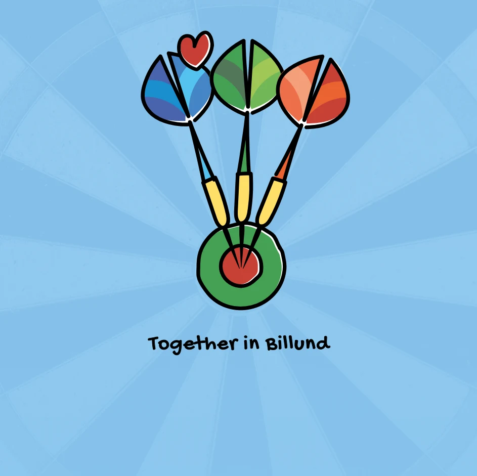 The colourful Together in Billund dart illustration from the bid